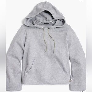 J. Crew Heather Gray Cropped Hoodie Wide Sleeve Size Medium Cotton Blend Gym